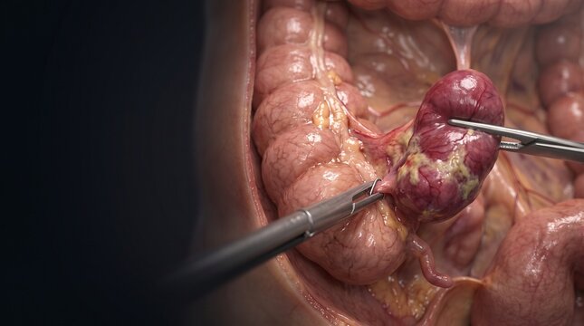 Acute Appendicitis Laparoscopic Appendectomy Dissecting Inflamed Tissue
