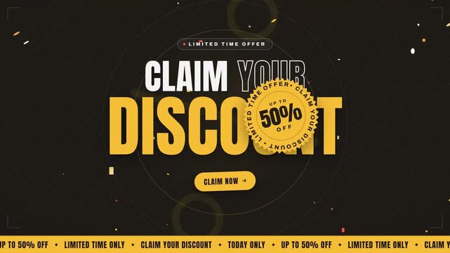 Dynamic claim your discount special offer promotion sale banner graphic design animation