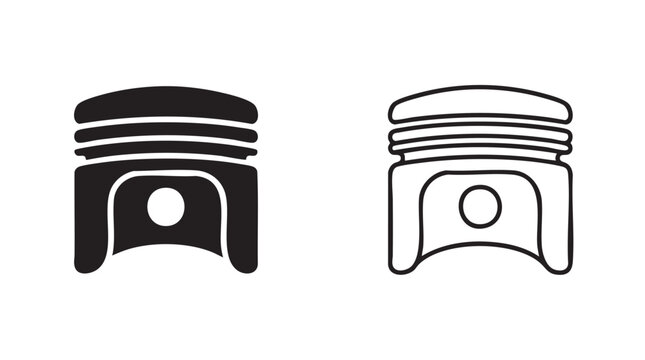 engine piston vector icon with silhouette silhouette with line art vector icon