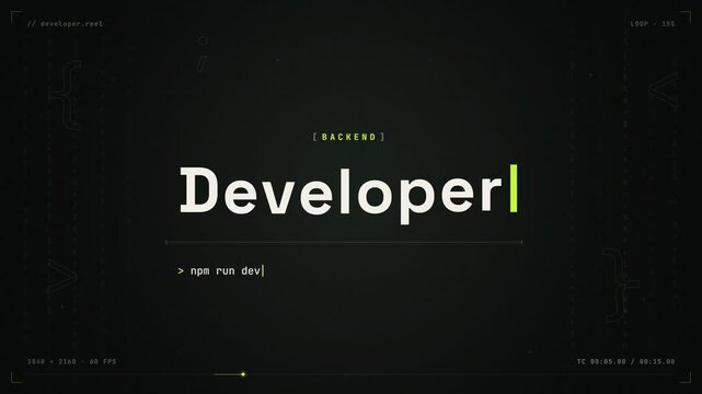 Developer front end full stack mobile devops text animation graphic resource HUD interface