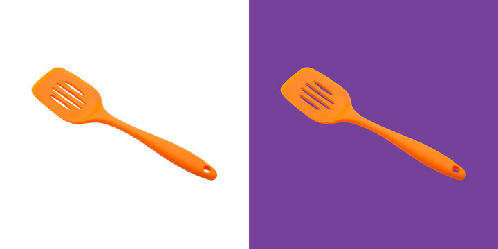 Bright orange kitchen spatula utensil for cooking and baking culinary tasks png