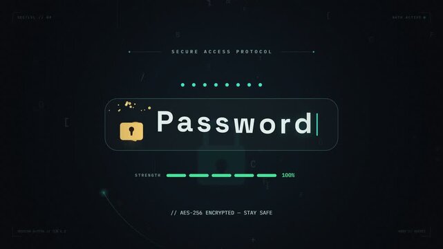 Secure password entry form with encryption progress bar on digital interface screen
