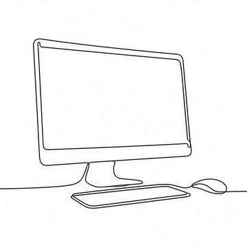 パソコンの線画イラスト