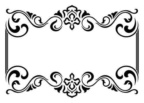 Vintage scroll borders, classic labels, vintage decorative elements, black lines