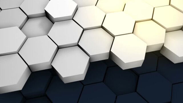 Raised White Hexagonal Tiles Above a Dark Honeycomb Surface