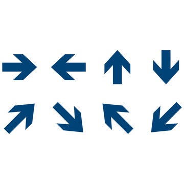 Set of eight blue directional arrows pointing in various directions.