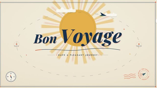 Bon Voyage travel agency vacation tourism retro motion graphics animation