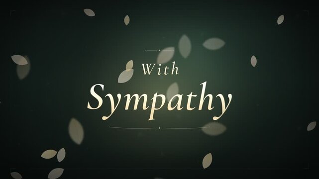 With Sympathy Condolence Motion Graphic with Falling Leaves on Dark Background