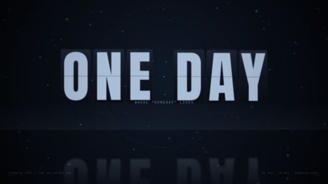 Futuristic kinetic typography flip clock design with inspirational motivational message