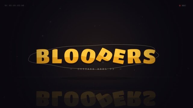 Bloopers cinematic outtake reel title animation with film clapperboard