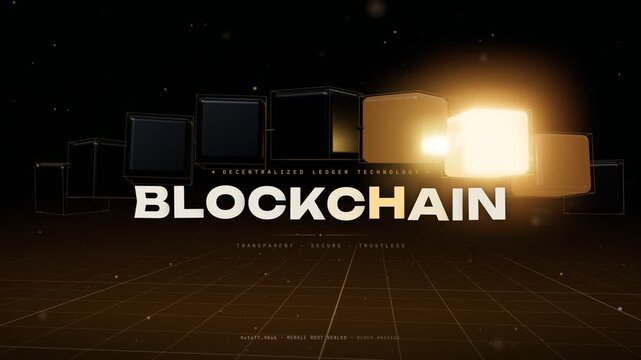 Blockchain decentralized ledger technology abstract motion graphics concept animation