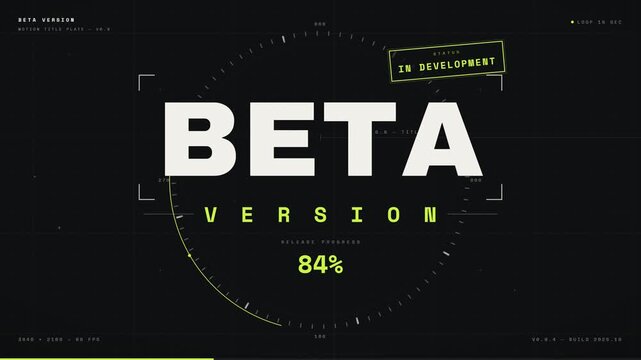 Futuristic HUD interface with beta version text and loading progress circle on black background
