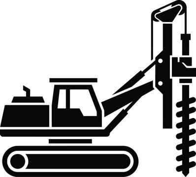 Heavy construction machinery pile driver drilling machine for building foundation work on white background with duty