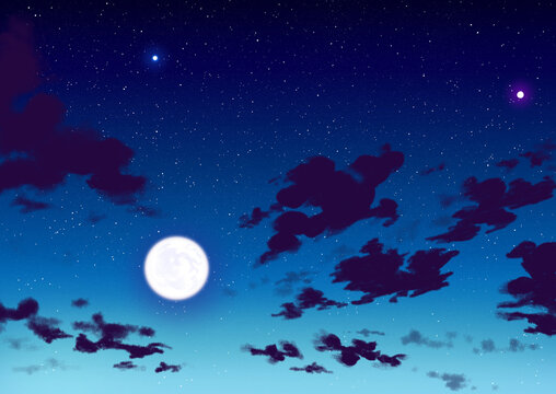 santa claus and moon