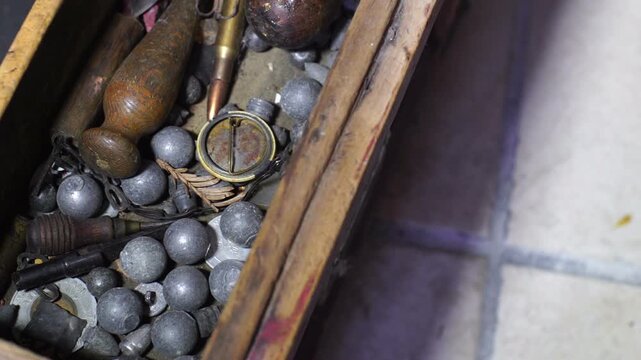 Lead ammo balls old timey stock pile of ammunition