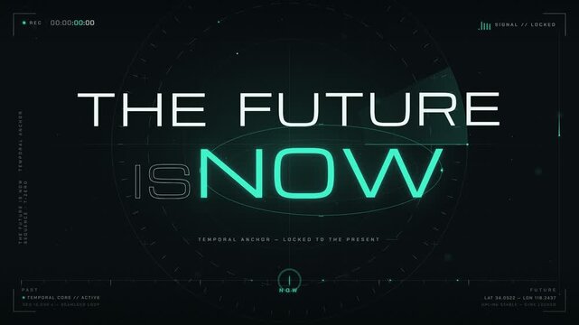 Futuristic Sci-Fi HUD Interface With Neon Typography And Temporal Anchor Data