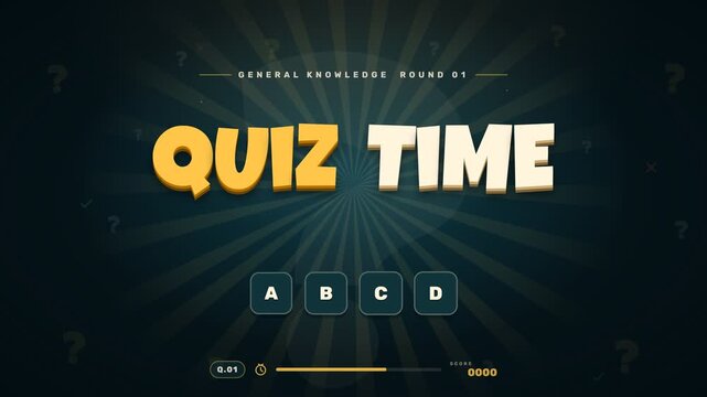 Quiz Time interactive game show text animation with multiple choice answers