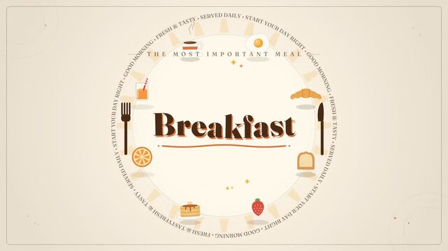 Fresh breakfast morning meal restaurant food menu flat vector animation motion design