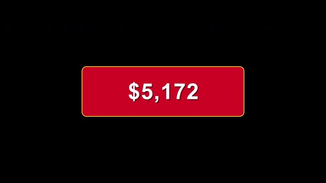 0 to 10000 Dollar Casino Mega Jackpot Marquee Win Cash Counter Overlay In 4K UHD Alpha Transparent Background