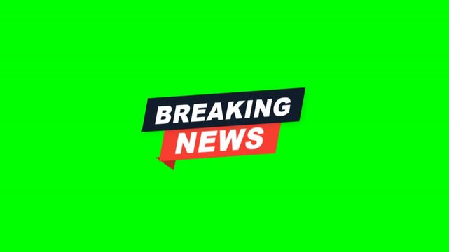 Animated Breaking News Title Graphic on Green Screen for Chroma Key Video Editing, 4K Motion Graphic Banner for News Reports and Broadcast Media