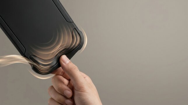Financial risk buffering visualized through a rugged matte black smartphone protective case with shock absorbing corners in hand