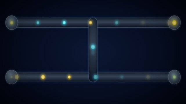 Data Pipeline Flow with Glowing Packets &mdash; Technology Infrastructure and Network Concept