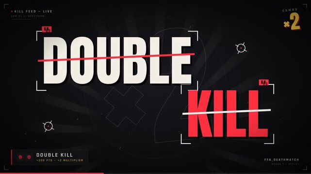 Double kill video game kill feed notification motion graphics animation