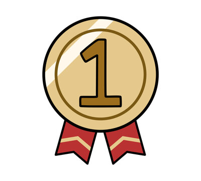 ラフなリボン付きの1位メダル風イラスト