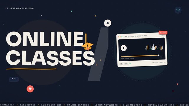 Modern e-learning platform online classes promotional motion graphic with course player