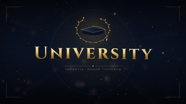 University Graduation Cap Logo Reveal Golden Typography Education Animation