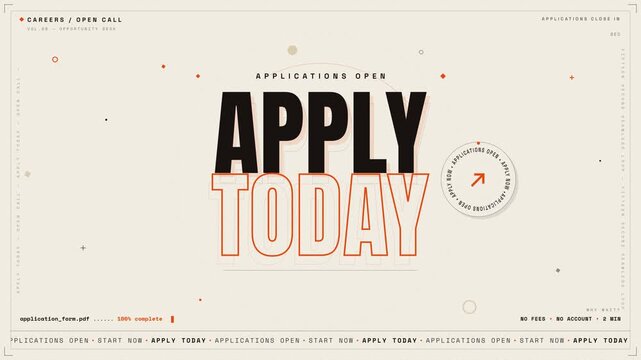 Corporate career recruitment motion graphic with apply today typography and countdown timer