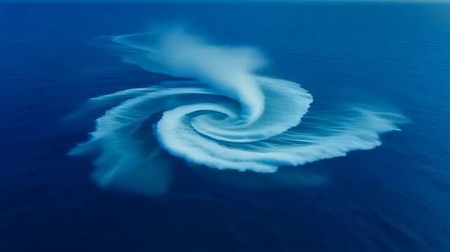 Waterspout twisting over a grey sea