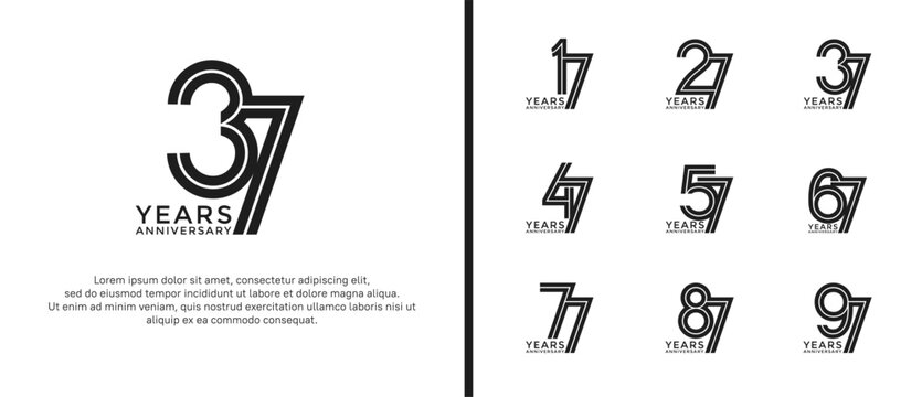 anniversary vector logo set, black color can be use for celebration
