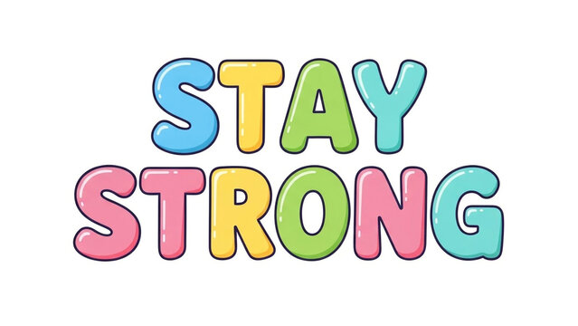 Stay Strong Motivational Text Colorful Chunky Letters Isolated