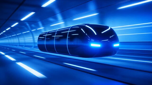 Capsule gliding through a transparent tube