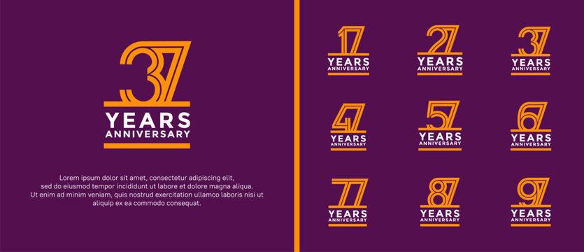 anniversary vector logo set, orange and white color can be use for celebration