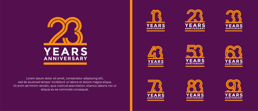 anniversary vector logo set, orange and white color can be use for celebration