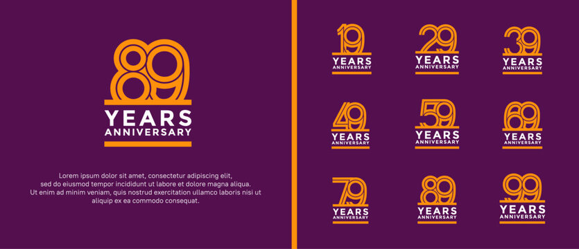 anniversary vector logo set, orange and white color can be use for celebration