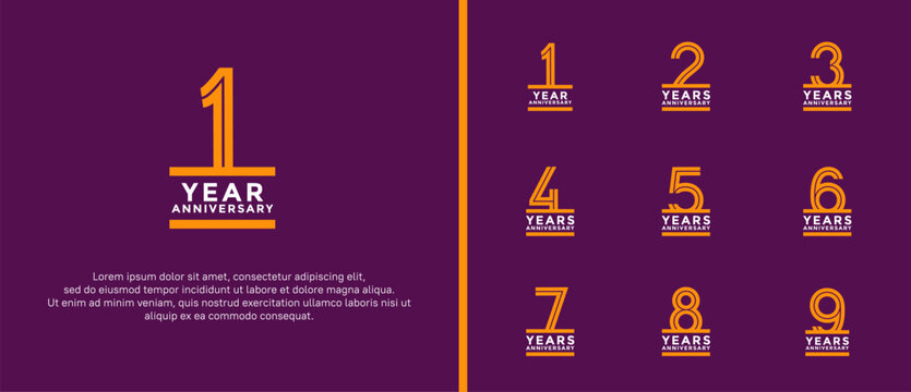 anniversary vector logo set, orange and white color can be use for celebration