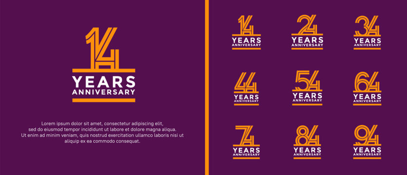 anniversary vector logo set, orange and white color can be use for celebration
