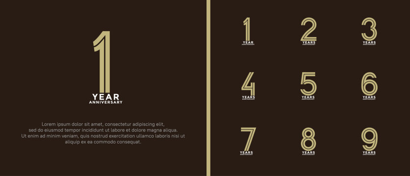 anniversary vector logo set, gold and silver color can be use for celebration