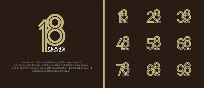 anniversary vector logo set, gold and silver color can be use for celebration