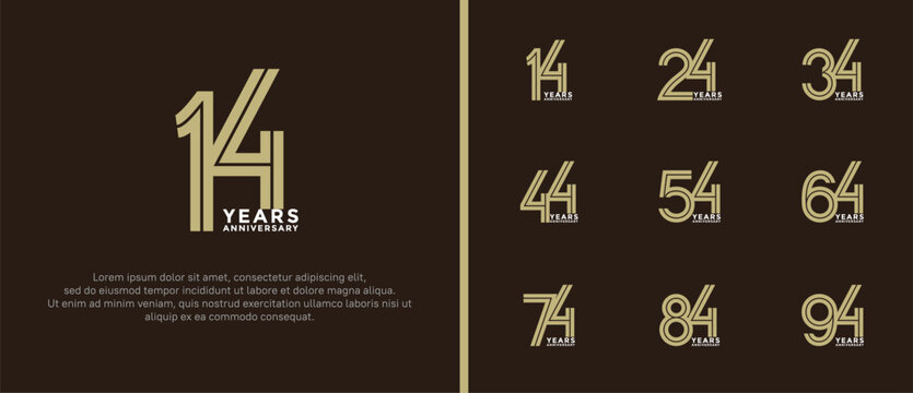 anniversary vector logo set, gold and silver color can be use for celebration
