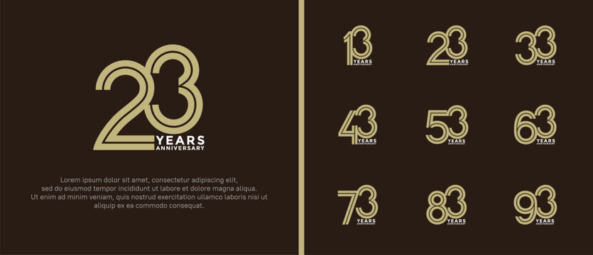 anniversary vector logo set, gold and silver color can be use for celebration