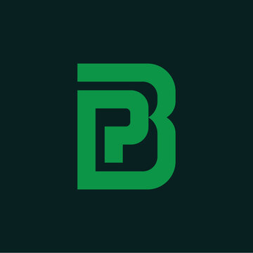 Minimalist green letter BP monogram logo design for corporate business identity