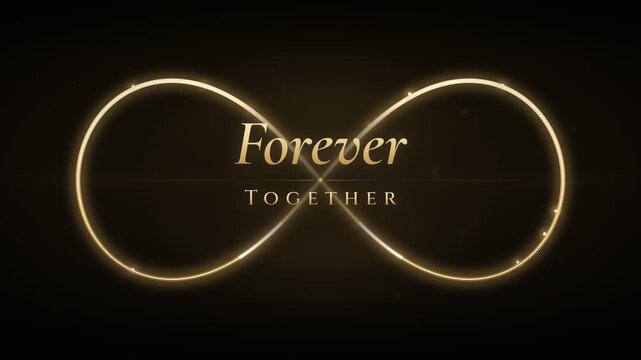 Romantic Infinity Symbol Animation with Golden Text for Wedding and Anniversary