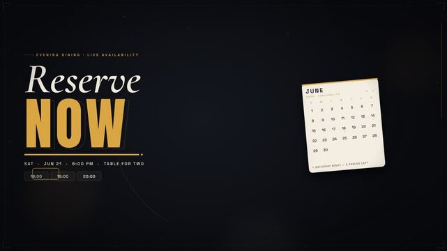 Reserve Now Restaurant Dinner Booking Live Availability Calendar Animation
