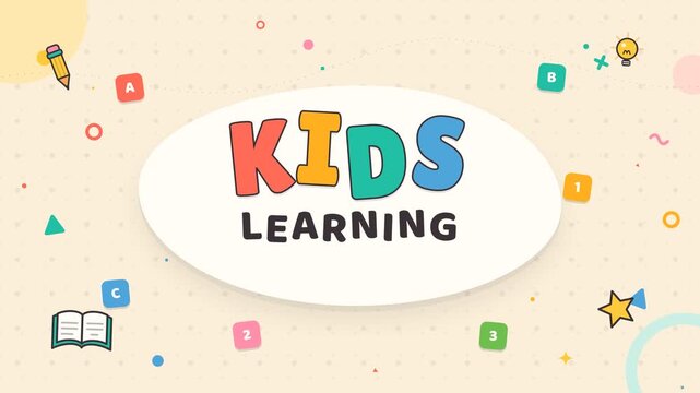 Cute kids learning education background animation with colorful letters and numbers