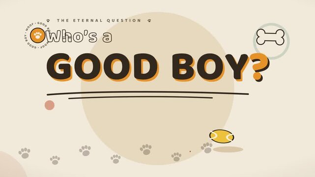 Cute pet dog title animation with puppy illustration and bone icons