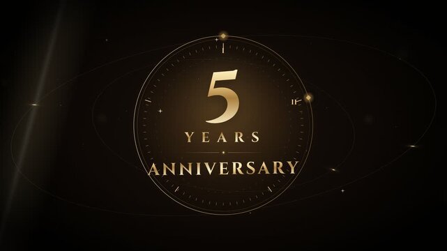 Elegant Gold 5 Years Anniversary Celebration Logo Reveal Motion Graphic Design